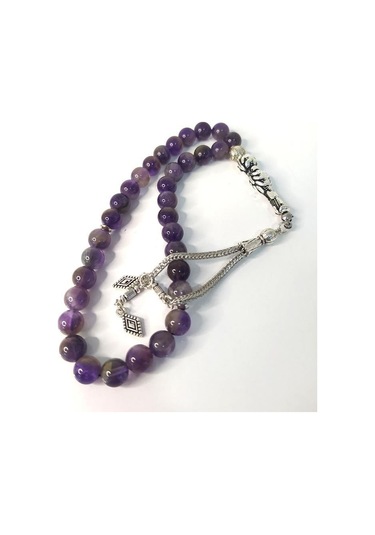 Hdmarketim Ametis Doğal Taş Dini İslami Çakra 8 MM Tespih