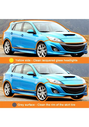 Yifomall Çift Taraflı Süper Emici Araç Temizleme Eldiveni - 23x20cm Sarı Coral Fleece