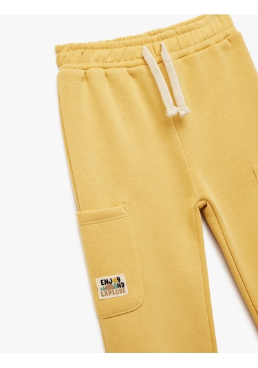 Koton Şardonlu Beli Lastikli Basic Jogger Eşofman Altı Hardal 6wmb40080tk