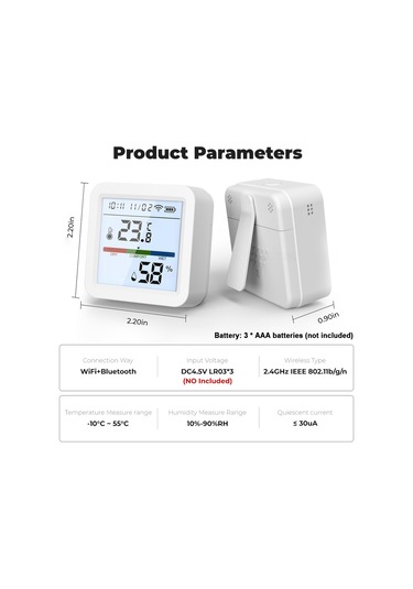 Springsun Tuya Zigbee Sıcaklık/nem Ölçer Lcd Arka Aydınlatma Uzaktan App Kontrol Alexa & Google Uyumlu Sesli Yönetim