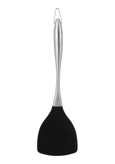 Yifomall Paslanmaz Çelik Ve Silikon Malzemeli Ergonomik Sap Tasarımlı Yapışmaz Tava Spatulası Siyah