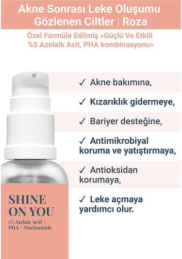 She Vec Shine On You Azelaik Asit Hassas Ciltler İçin Akne ve Leke Karşıtı Bariyer Koruyucu Krem 30 ML
