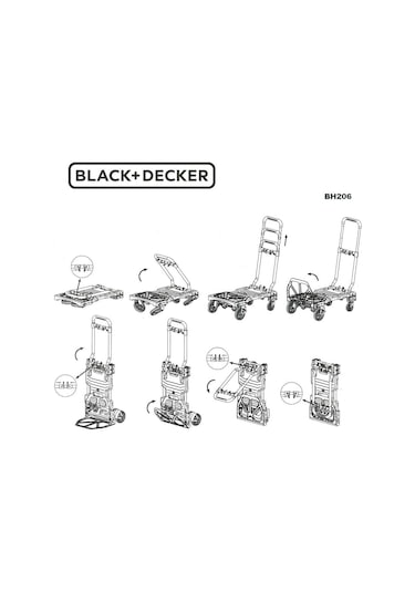 Black+Decker Bh206 70/137Kg Çok Fonksiyonlu Katlanır El Arabası