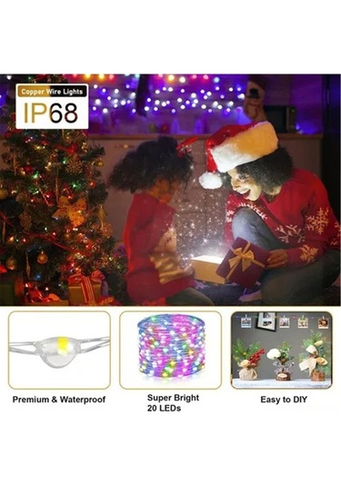 Pazly Ve Tasarımı, Sıcak Renk, Noel Mini Metre Led Koruma, Konforlu Işıkları, Ip42 Çiçek Çelenk Bakır Atmosfer Adet 40 2 Us