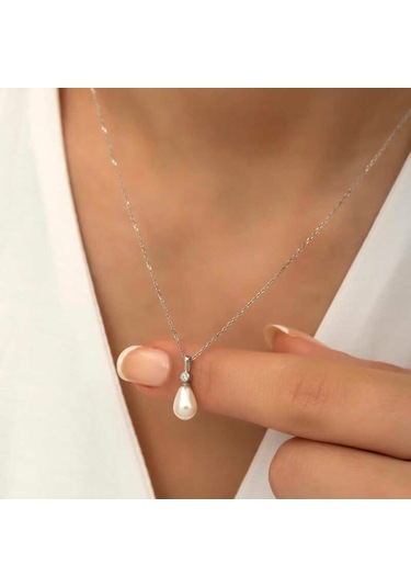 Gümüş Damla Inci Kadın Kolye (551182426)