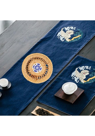 Suntek Tatil Yemeği Yemek Ev Için Yuvarlak Dokuma Servis 8cm Kahverengi