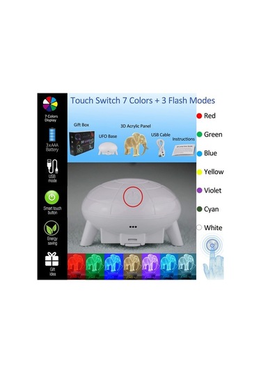 Wealthglow Renk Değiştiren 3d Dekoratif Şekilli Led Lamba - 12 Cm Sazlsr Siyah