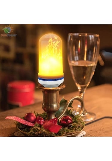 5 Adet 5w Led Işıklı Alev Efektli Ampul Lamba Otantik Işık Aydınl