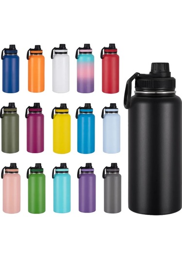 Büyük Spor Çift Duvar Paslanmaz Çelik Su İçme Şişesi Yalıtımlı Çok Renkli