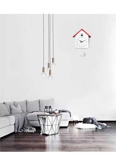 Ganzhoushop Suntek Saati Okul Ofis Modern Kuş Kırmızı İçin Guguklu Evi Ev Duvar Asılı Jx Kırmızı