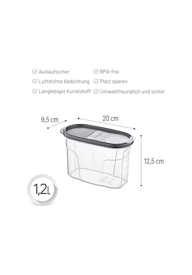 Embox Çift Kapak Sistemli Erzak Kabı - Hava Aldırmaz Kapaklı Saklama Kabı 1200 Ml 12 X 20 Cm Şeffaf