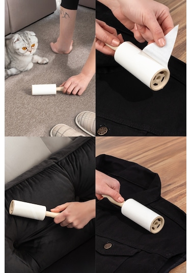 Porsima 3105 Kedi Köpek Tüy Toplayıcı Rulo + 10 Adet Rulo + 2 Adet Tutma Aparatı Toplam 300 Yaprak Mavi Mavi