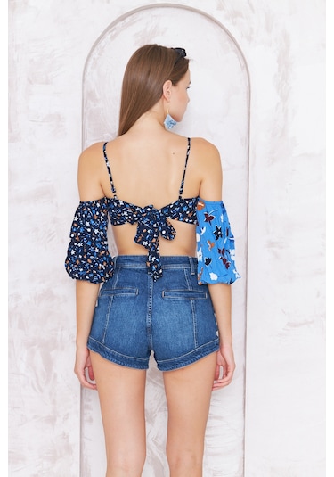 Kutaf Kadın Mavi Vintage Jean Şort 001