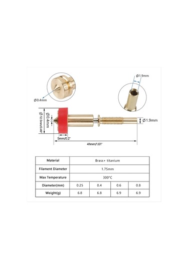 Gatherco Revo Hotend Ekstruder 0,25 Mm 0,4 Mm 0,6 Mm 0,8 Mm 3d Yazıcı Entegre Nozullar Pirinç Nozul 0,8 Mm