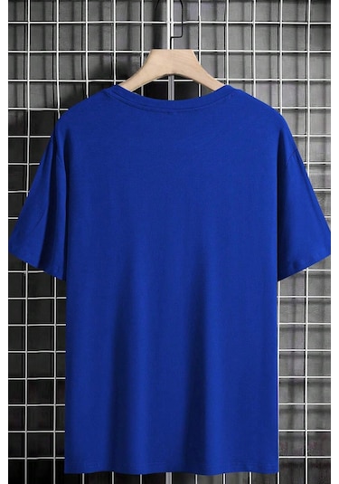 Erkek Ny Baskılı Oversize Tshirt Mavi