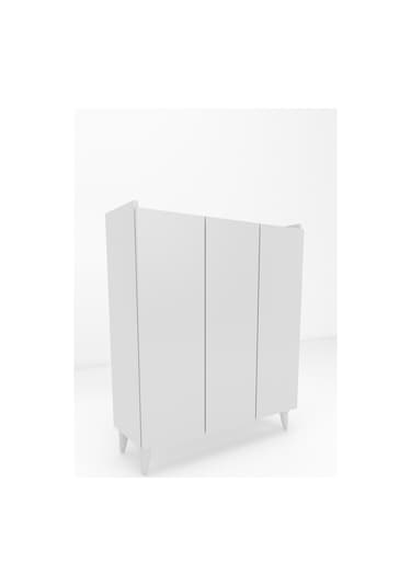 İliana 3 Kapaklı 4 Raflı Çok Amaçlı Dolap, Banyo Dolabı, Mutfak Dolabı Beyaz Beyaz