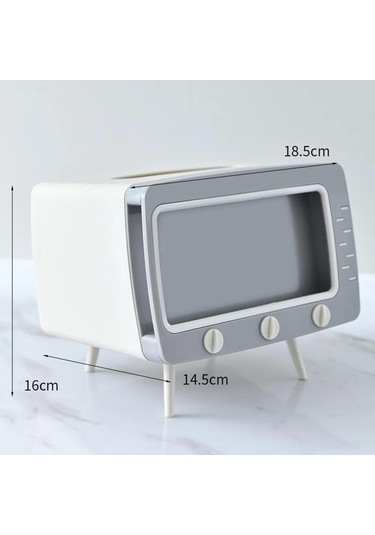 Neevoyu Ev İçin Tv Desenli Telefon Tutucu Ve Mendil Kutusu - Beyaz Polipropilen Materyal Beyaz