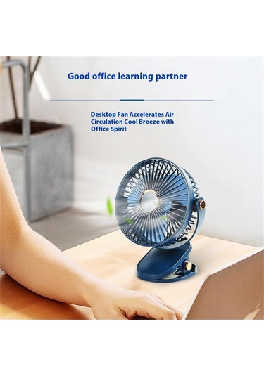 Atmosfer Işıklı 6 İnç Masaüstü Klipsli Vantilatör, 6 Hız, Usb Şarj Edilebilir Taşınabilir Vantilatör - Siyahımsı Yeşil Siyahımsı Yeşil