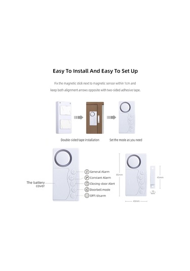 Sones 4'ü 1 Arada Kapı Mıknatısı Buzdolabı Gecikmeli Kapı Kapanma Zili Hırsızlık Önleme Alarmı 3v