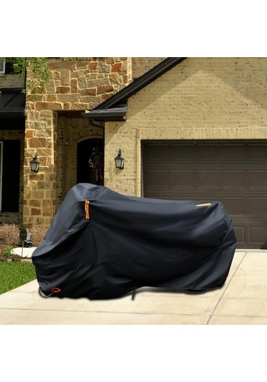 Suntek Kilit Delikleri İle Aşınmaya Dayanıklı Motosiklet Örtüsü Siyah 3XL