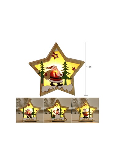 Ximistore9 Işık Veren Çeşitli Desenli Ahşap Askı Yuvarlak/yıldız Şekli