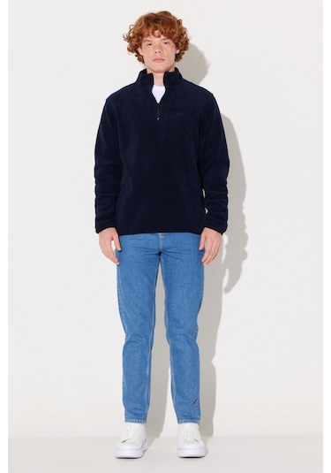 Regular Fit Normal Kesim Dik Yaka Yarım Fermuarlı Lacivert Polar L212208410 Lacivert