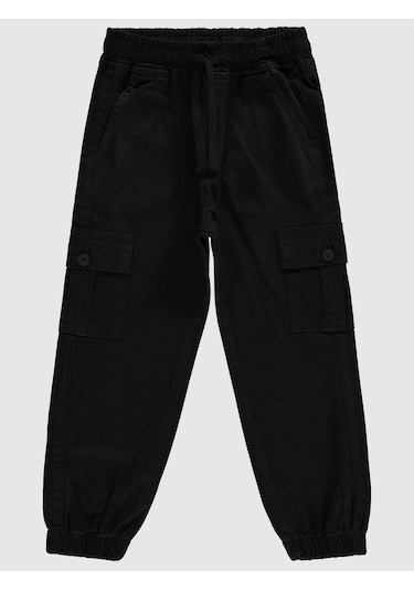 Civil Boys Bel Paça Lastikli Kargo Cepli 6-9 Yaş Pantolon - Siyah