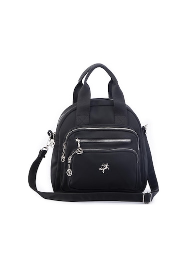 Nas Bag Kadın Çok Gözlü Dönüştürülebilir El Omuz Ve Sırt Çantası Siyah Buzzy En : 28 Cm Boy :25c M Çok Renkli