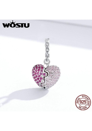 Wostu 925 Ayar Gümüş Sadece Seni Seviyorum Kalp Dangle Charm Fit Orijinal Bilezik Dıy Takı Gümüş