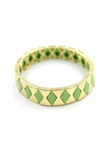 Lastikli Porselen Bilezik - Yeşil Çok Renkli