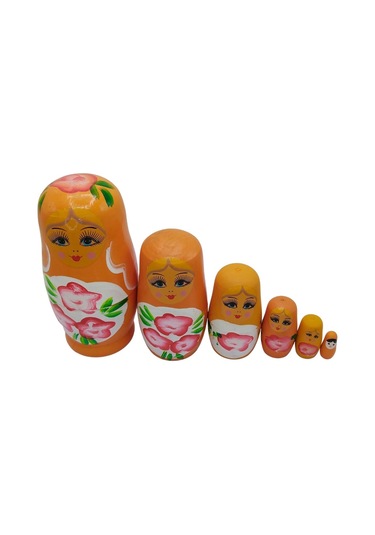 Ahşap Matruşka Bebek Altılı Set Turuncu