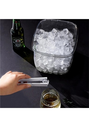 Ulzyvf Bar Buz Kovası Kapaklı Ve Buz Maşası, Taşınabilir Gizli Bej Bej