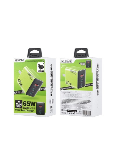 Wk Wp-u45 Keylour 65w Tip-cx2, Usb Gan Şarj Cihazı, Fiş: Ab Fiş Yeşil Yeşil