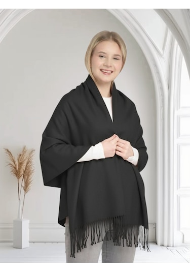 Pashmina Püsküllü Omuz Şalı Siyah