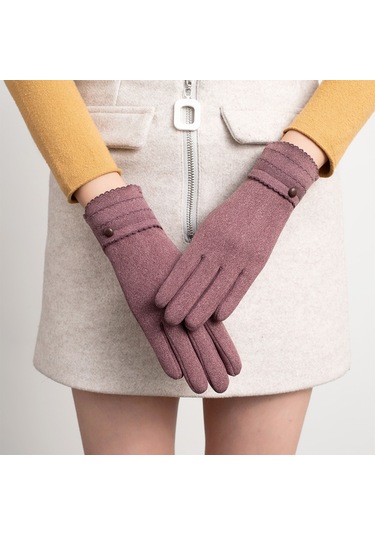 Kadınlar Ve Kızlar İçin Soluk Kahve Kış Eldivenleri Sıcak Dokunmatik Ekran Eldivenleri