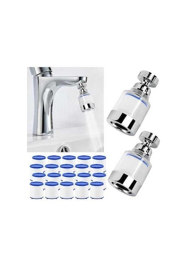 Bosphorusboutique02 Adet Döner Mutfak Musluk Suyu Filtresi, 20 Filtre Elemanlı, 360 Dön. Lavabo Arıtıcı, Klor Ve Florür Azaltıcı Diğer