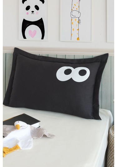 Eponj Home Yastık Kılıfı Oxf. Funny Siyah Siyah