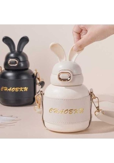 Didadodo Sevimli Tavşan Kulaklı Su Kupası - Öğrenci Çocuk Beyaz Bardağı - Xd Kırmızı Beyaz Beyaz