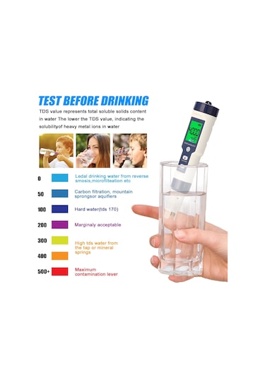 Profesyonel Ph/Ec/Tds/Tuzluluk/Termometre Dijital Test Cihazı