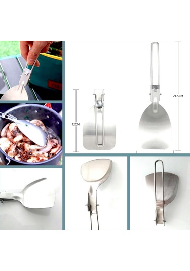 Omeniv Katlanır Çelik Barbekü Ocak Spatula Outdoor Kamp Karavan Çok Renkli