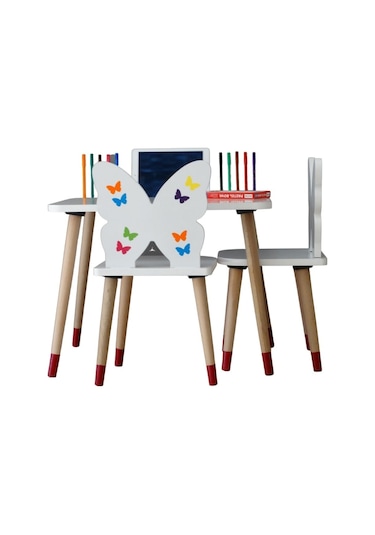 Çocuk Aktivit Oyun Masa Sandalye Takımı Tablet Kalem Yeri Yaz Sil