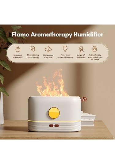 Geeksen Jf801 Yeşil Aroma Umidifikatör: Simülasyon Alev Efekti, 3 Renk Ambiyans Lambası, Usb Besleme, Ultrasonik Atomizasyon