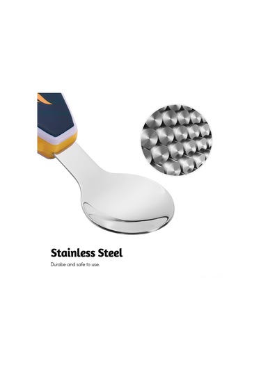 Vkemall 12 Aydan Büyük Çocuklar İçin Çelik Çatal Kaşık Seti Dinozor Desenli Depolama Kutusuyla Çok Renkli