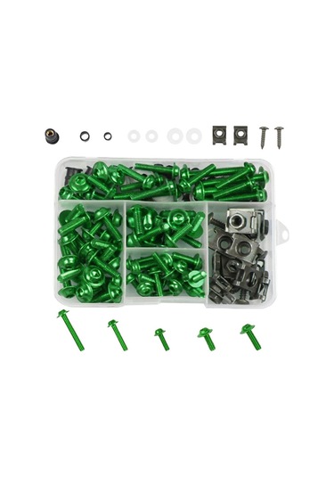 177 Adet / Kutu Motosiklet Modifikasyon Aksesuarları Ön Cam Kapağı Seti Vidası Yeşil Yeşil