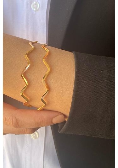 Zümrüt Sarraf 22 Ayar Altın Kadın 10 Gram Tek Adet Zikzak İşçiliksiz Bilezik