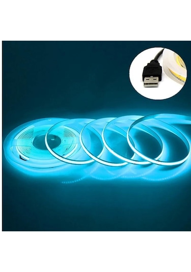 Buz Mavisi Dc 5v Usb Cob Şerit 320leds/m Beyaz/buz Mavisi/pembe/sarı/pembe/kırmızı Esnek Şerit Halat Gece Lambası Tv Arkaplan Led Şerit 5m