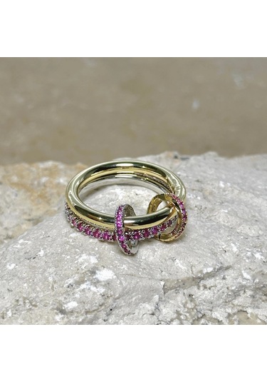 2'li Gold-pembe Yüzük Çok Renkli