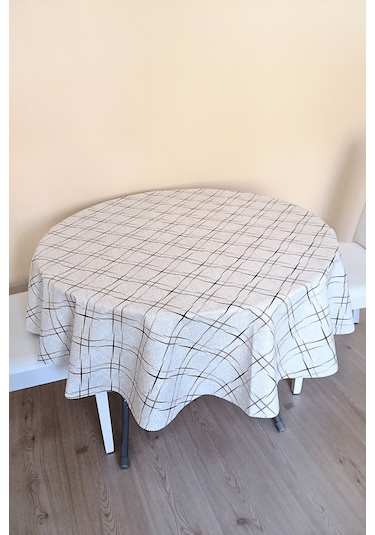 Altı Astarlı Yuvarlak Muşamba Masa Örtüsü -140 Cm Çap-elg31
