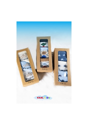 18 Çift Erkek Bebek Çorap Kutulu Patik Boy Set Yıldız, Prens Ve Desenli Modeller Çok Renkli