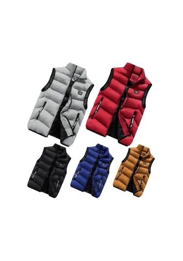 Erkekler Kış Yelek Standı Yaka Kalınlaşmış Yastıklı Yumuşak Rüzgar Geçirmez Sıcak Boyun Koruma Düz Renk Kolsuz Fermuar Kapatma Askı Dekor Cepler Gri Erkekler Kış Yelek Standı Yaka Kalınlaşmış Yastıklı Yumuşak Rüzgar Geçirmez Sıcak Boyun Koruma Düz Renk Kolsuz Fermuar Kapatma Askı Dekor Cepler Gri